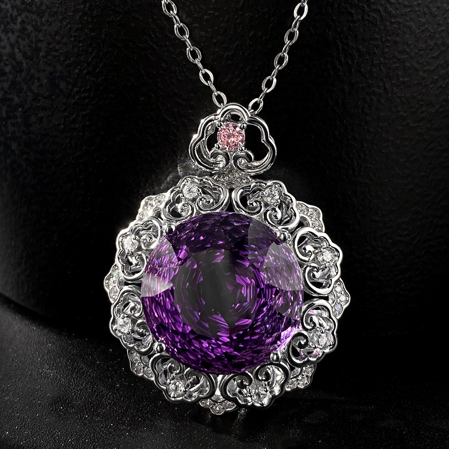 S925 Sterling Silver Natural Amethyst Pendant sale Necklace