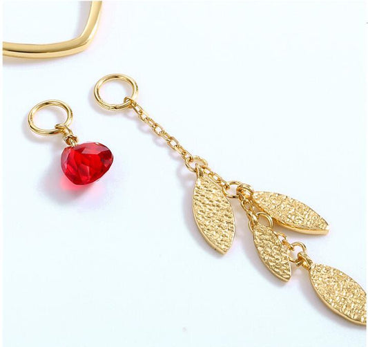 Female 925 silver red crystal earrings