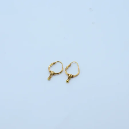 Gold Small Ball Drop Bali Earrings