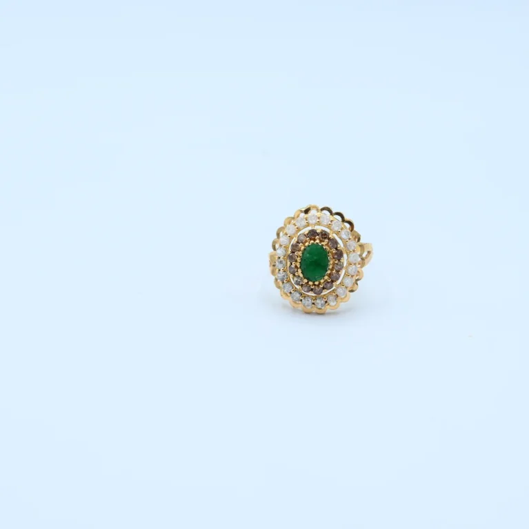Gold Emerald Floral Cluster Ring