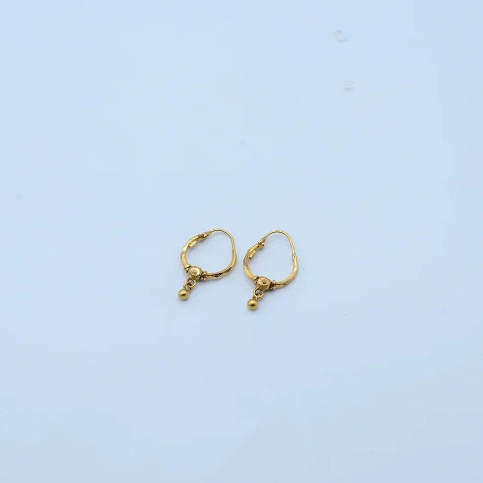 Gold Small Ball Drop Bali Earrings