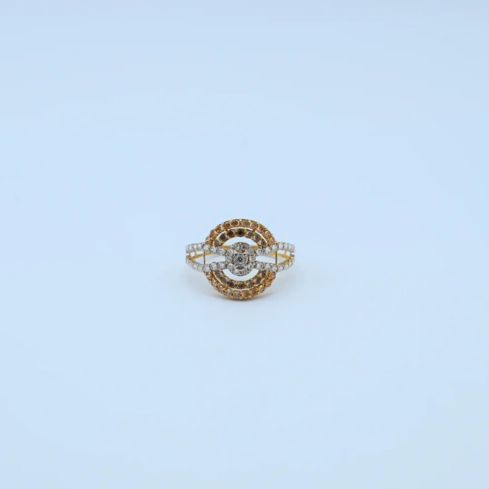 Gold Round Halo Cluster Ring