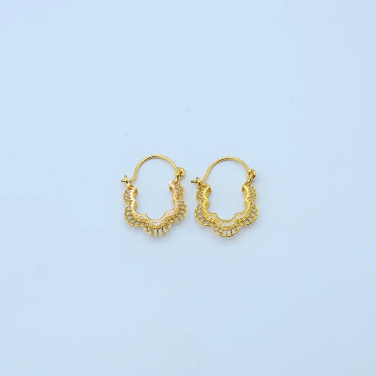 Gold Scallop Filigree Bali Earrings