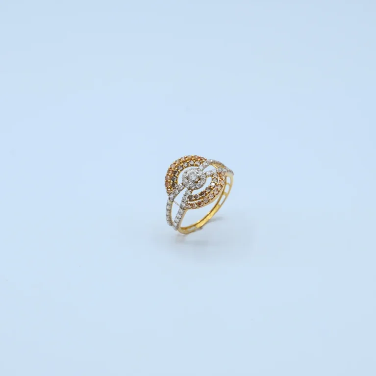 Gold Round Halo Cluster Ring