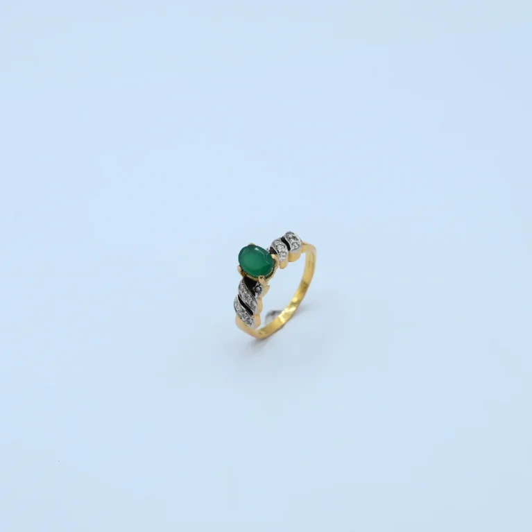 Gold Oval Emerald Stone Ring