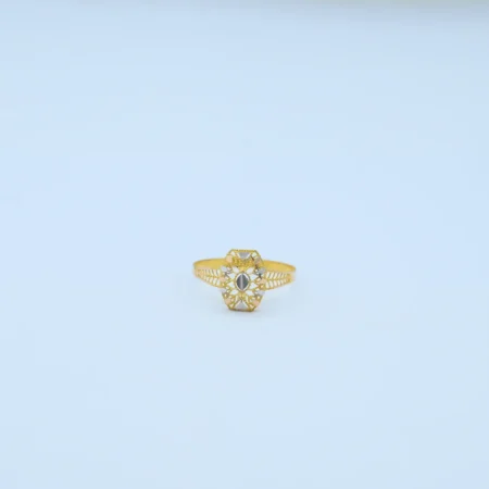 Gold Hexagon Three-Tone Jali Ring