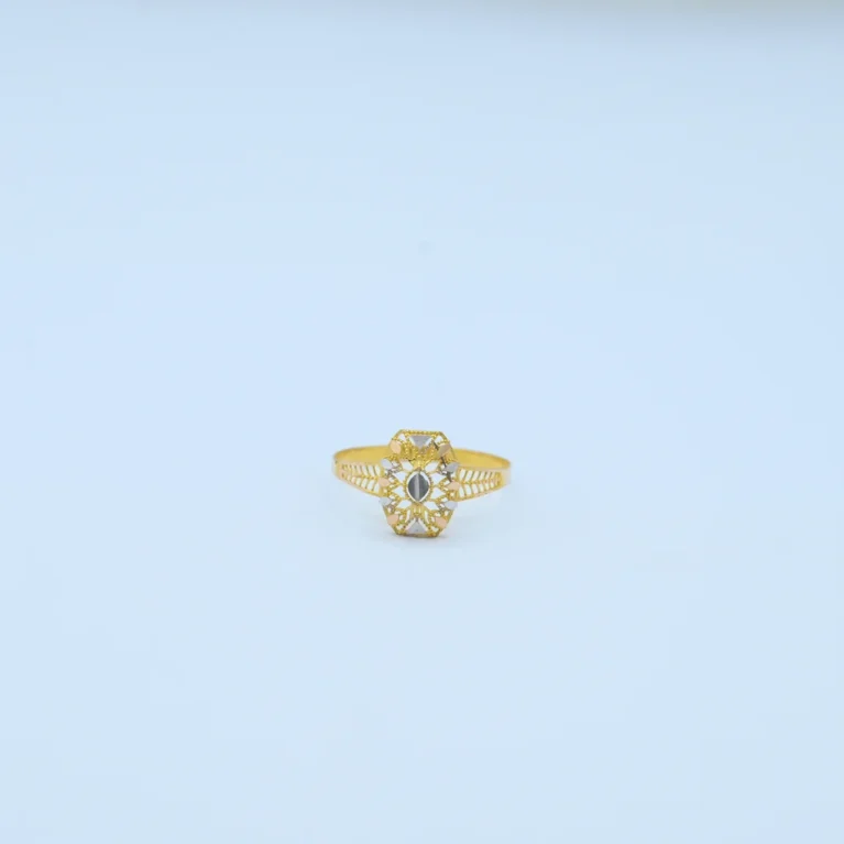 Gold Hexagon Three-Tone Jali Ring
