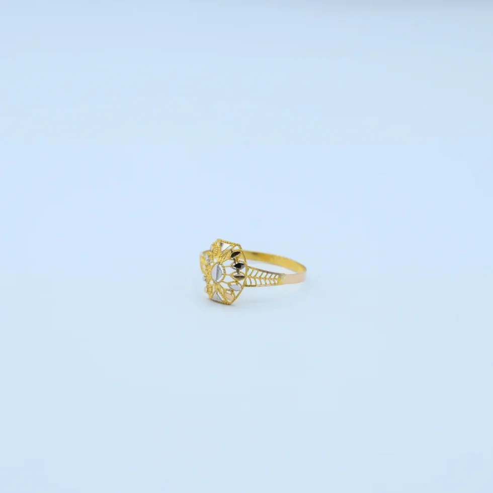 Gold Hexagon Three-Tone Jali Ring