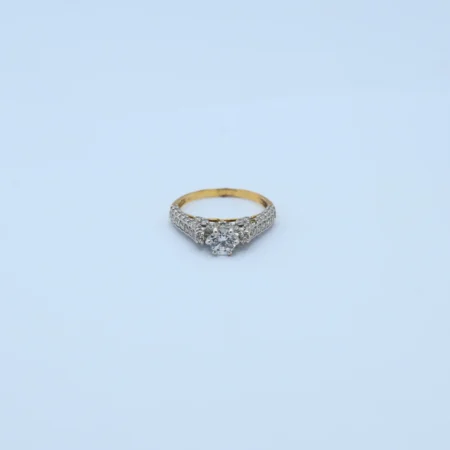 Gold Solitaire Stone Band Ring