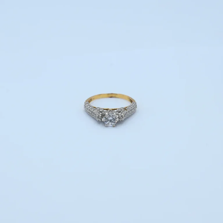 Gold Solitaire Stone Band Ring