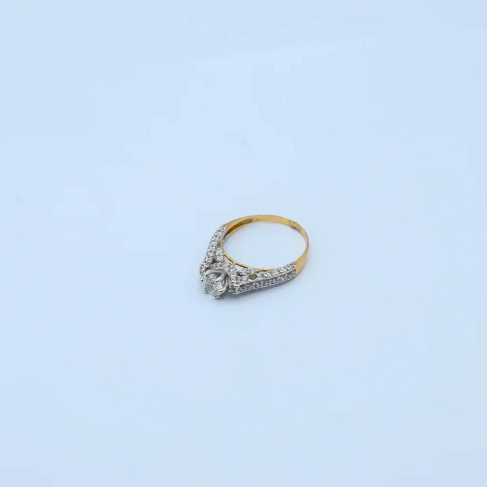 Gold Solitaire Stone Band Ring
