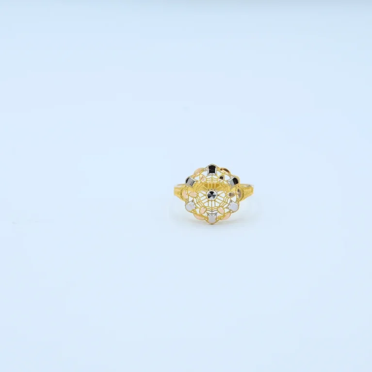 Gold Round Filigree Two-Tone Ring