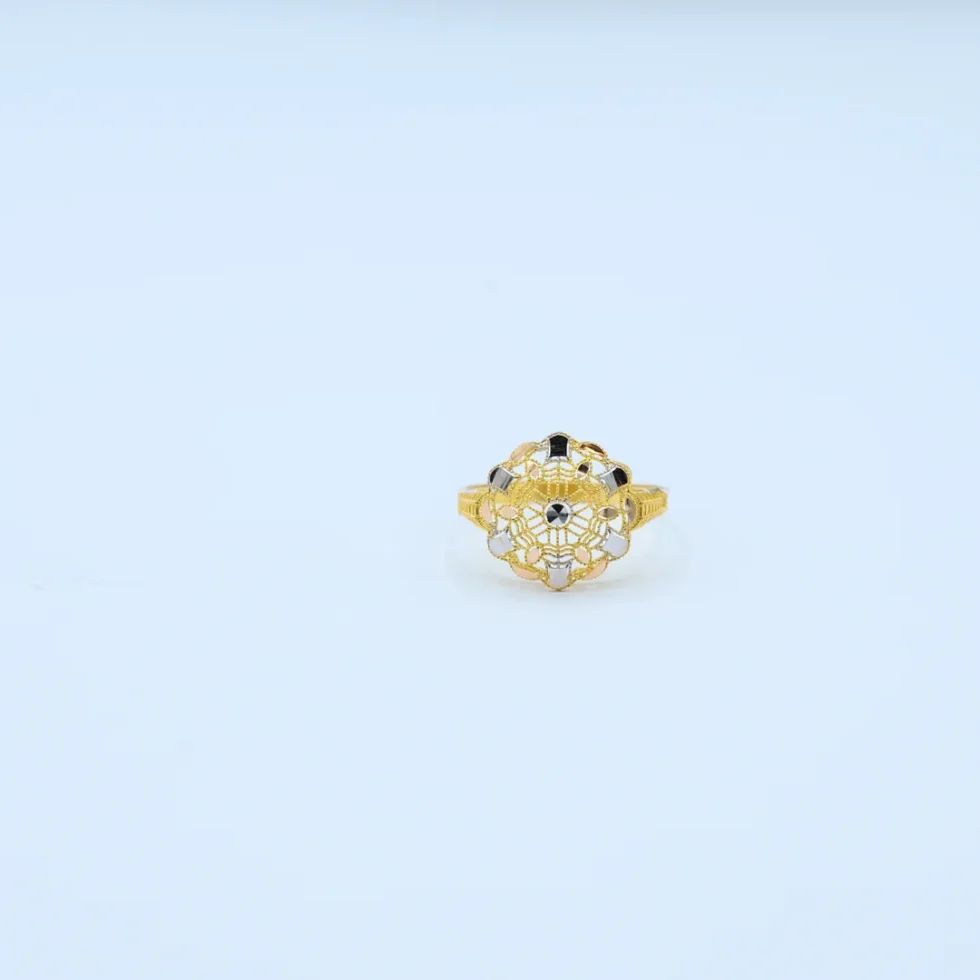 Gold Round Filigree Two-Tone Ring
