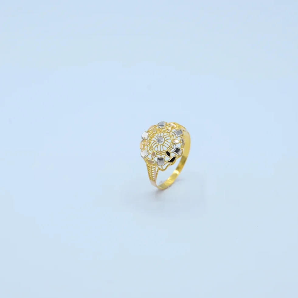 Gold Round Filigree Two-Tone Ring