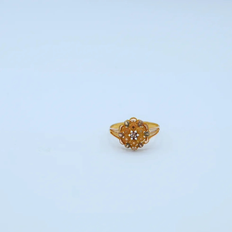 Gold Round Filigree Floral Ring