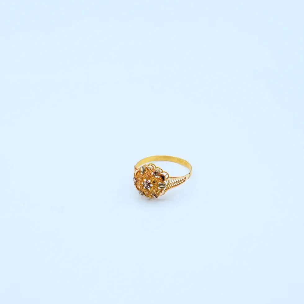 Gold Round Filigree Floral Ring
