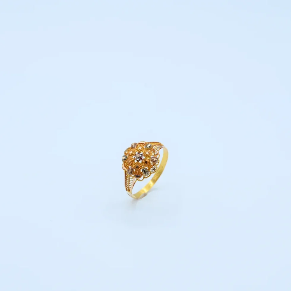 Gold Round Filigree Floral Ring