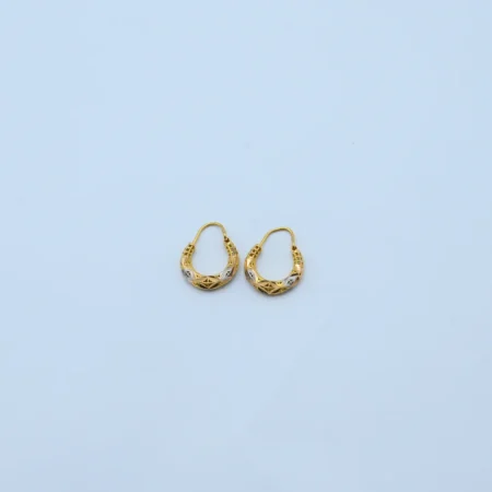 Gold Two-Tone Diamond Cut Bali Earrings