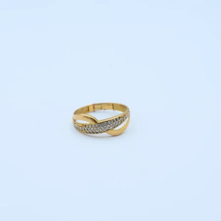 Gold Cross Wave Band Ring
