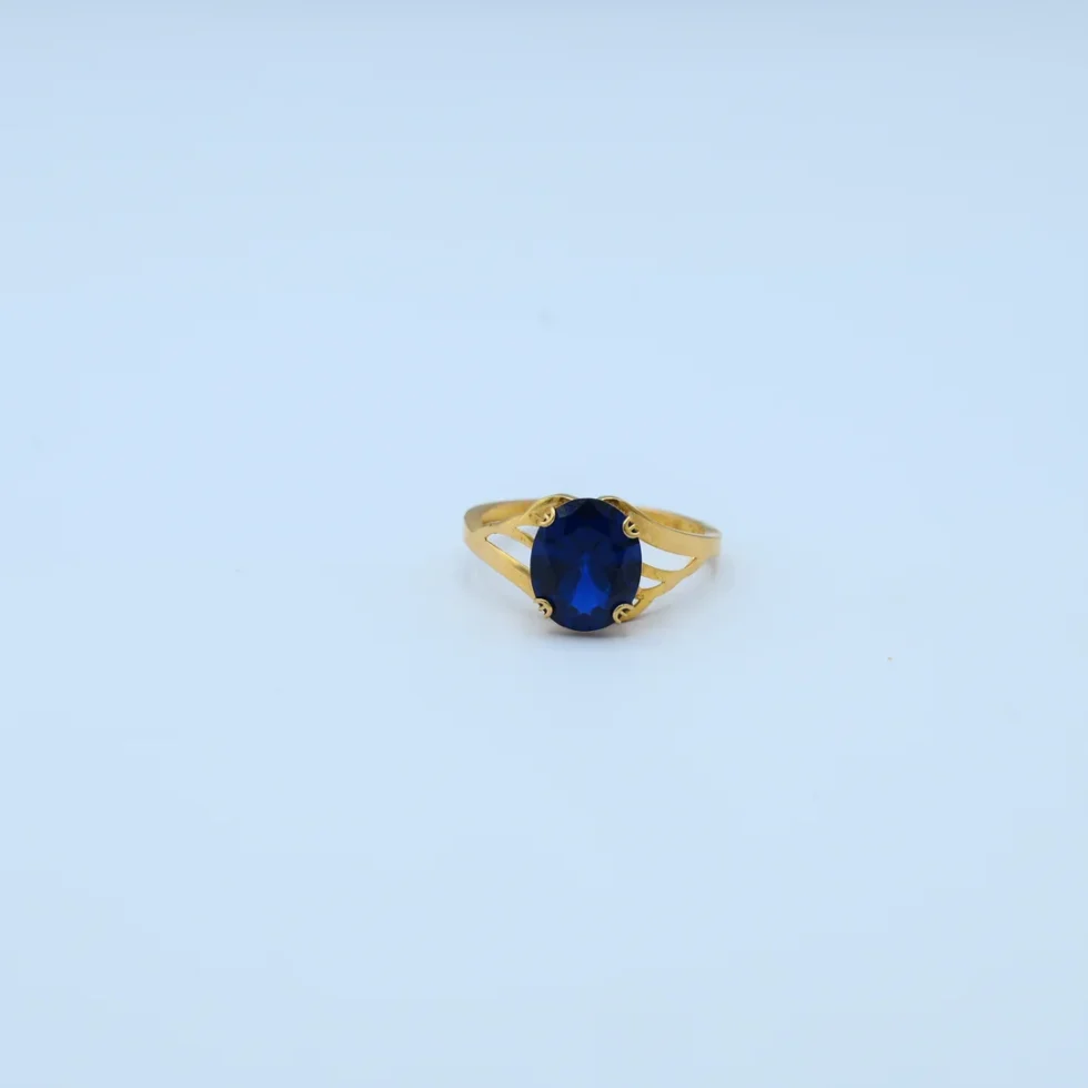 Gold Oval Blue Sapphire Solitaire Ring