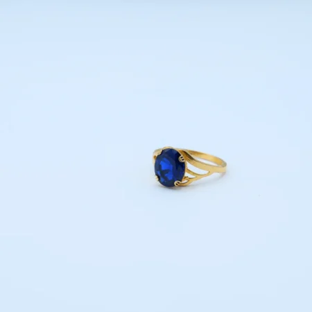 Gold Oval Blue Sapphire Solitaire Ring