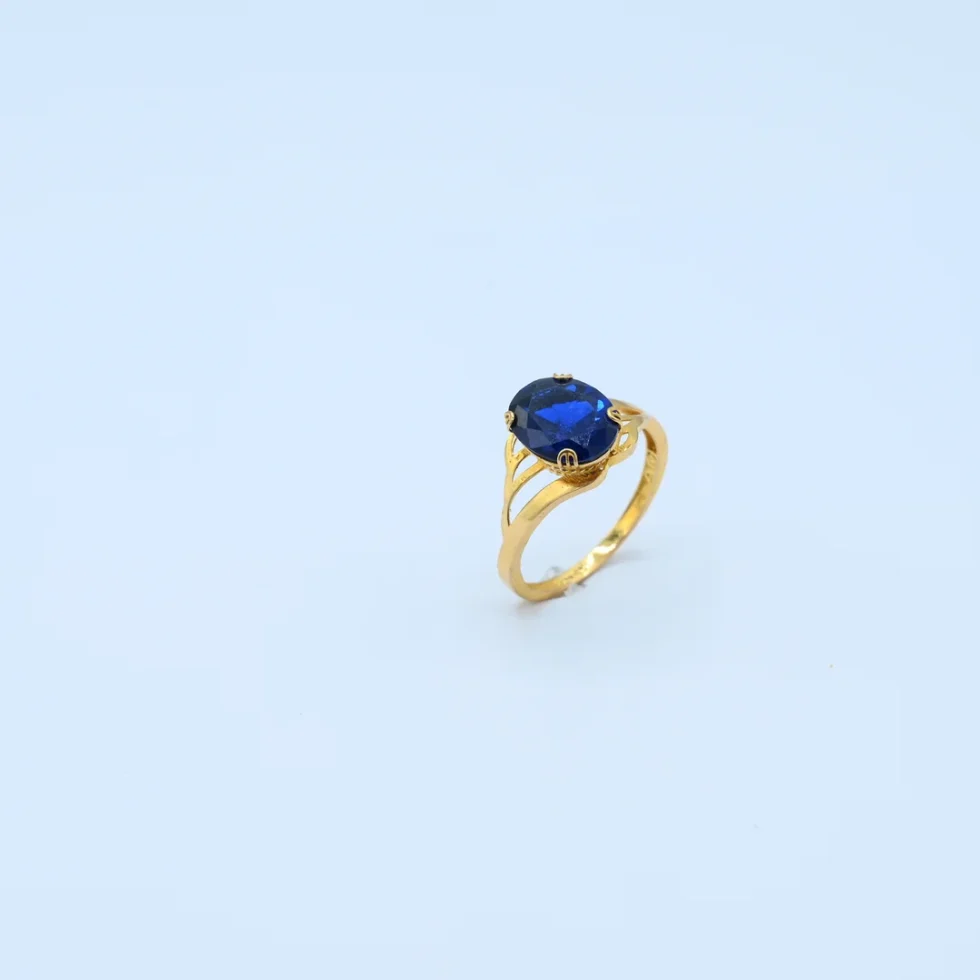Gold Oval Blue Sapphire Solitaire Ring