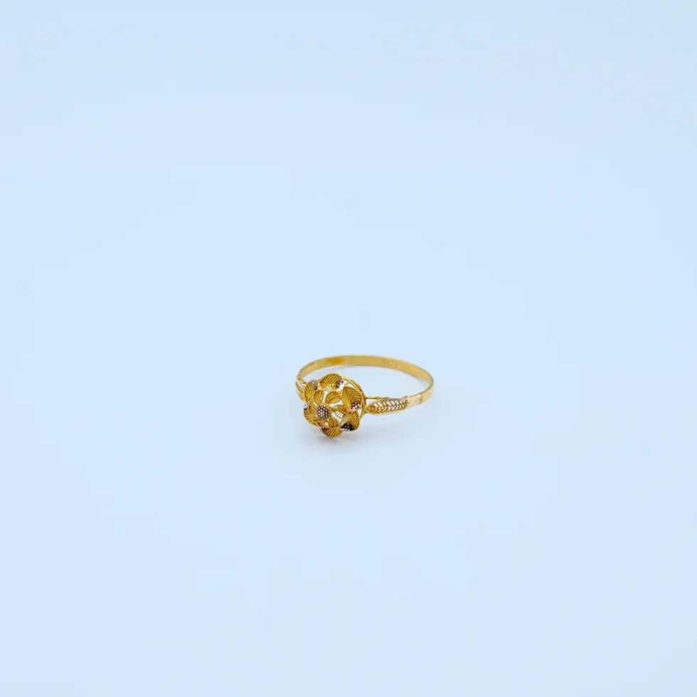 Gold Five Petal Flower Stone Ring
