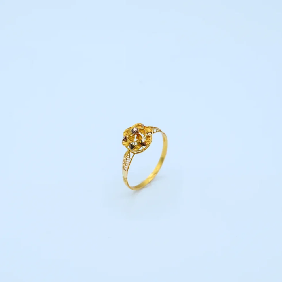 Gold Five Petal Flower Stone Ring