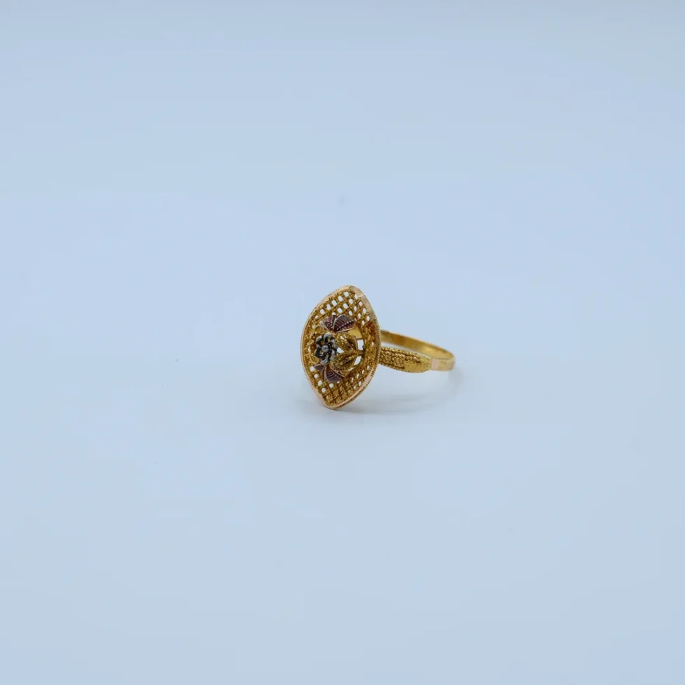 Gold Marquise Filigree Floral Ring