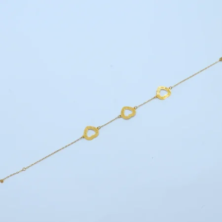 Gold Double Heart Chain Bracelet