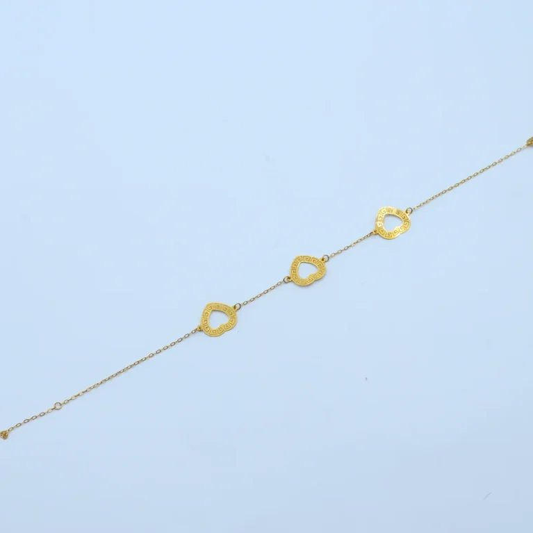 Gold Double Heart Chain Bracelet