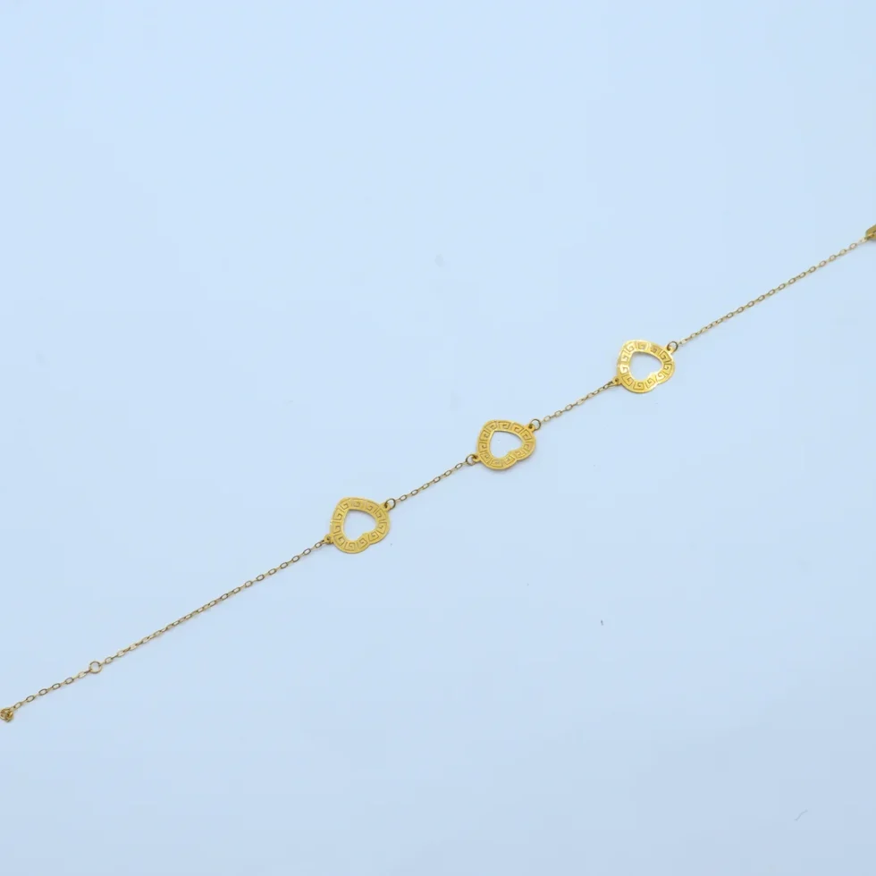 Gold Double Heart Chain Bracelet