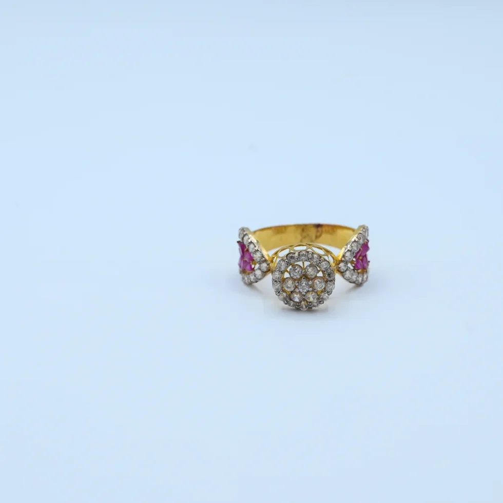 Gold Round Cluster Ruby Ring