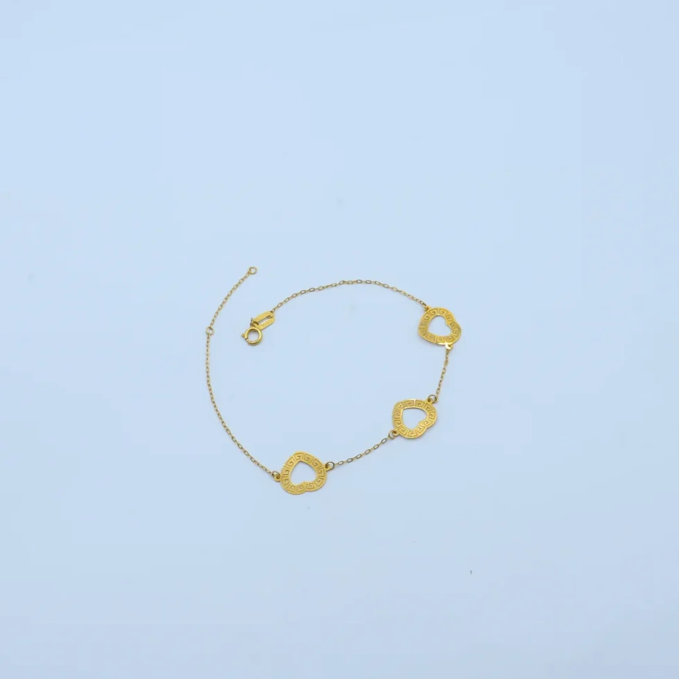 Gold Double Heart Chain Bracelet