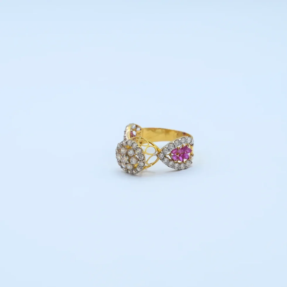 Gold Round Cluster Ruby Ring