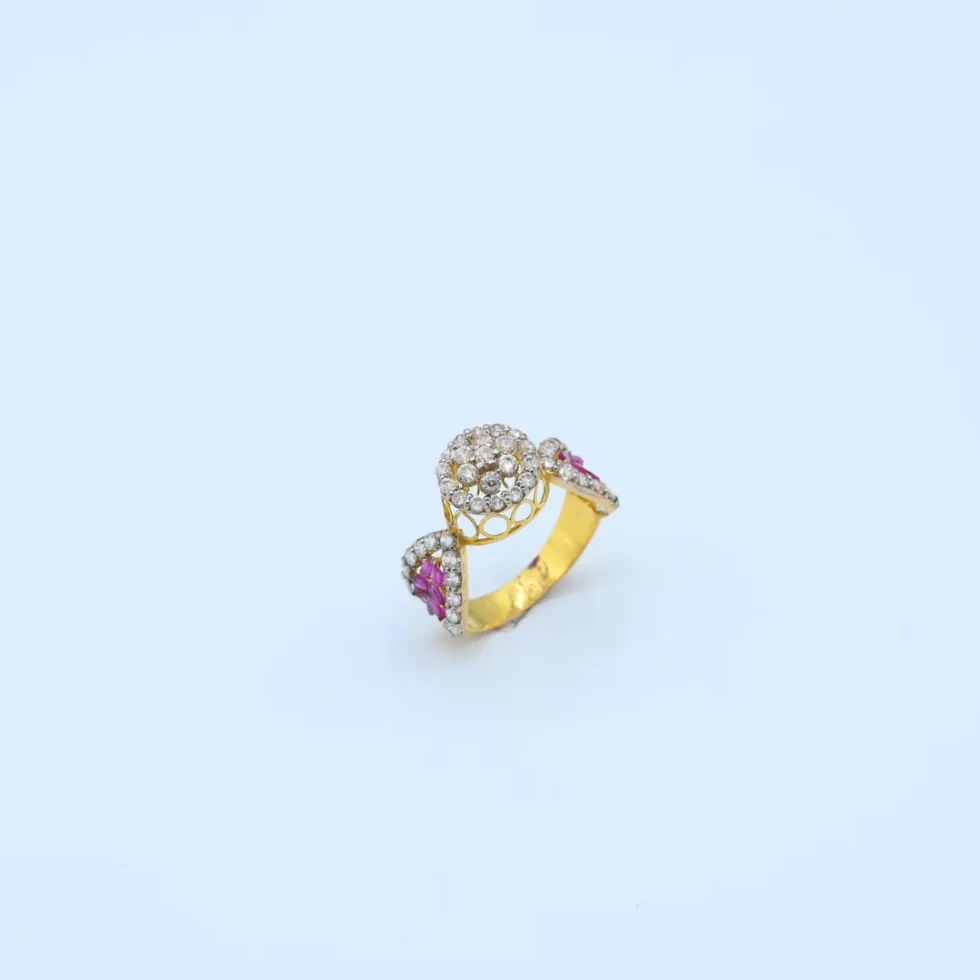 Gold Round Cluster Ruby Ring