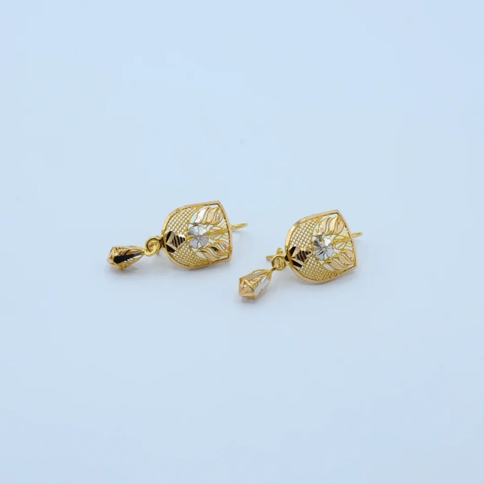 Gold Hexagon Filigree Drop Earrings