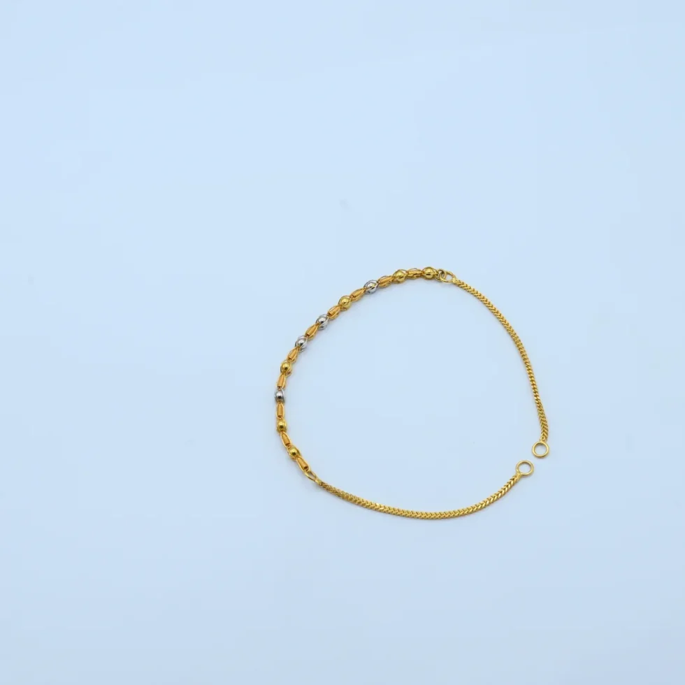 Gold Two-Tone Beaded Chain Bracelet