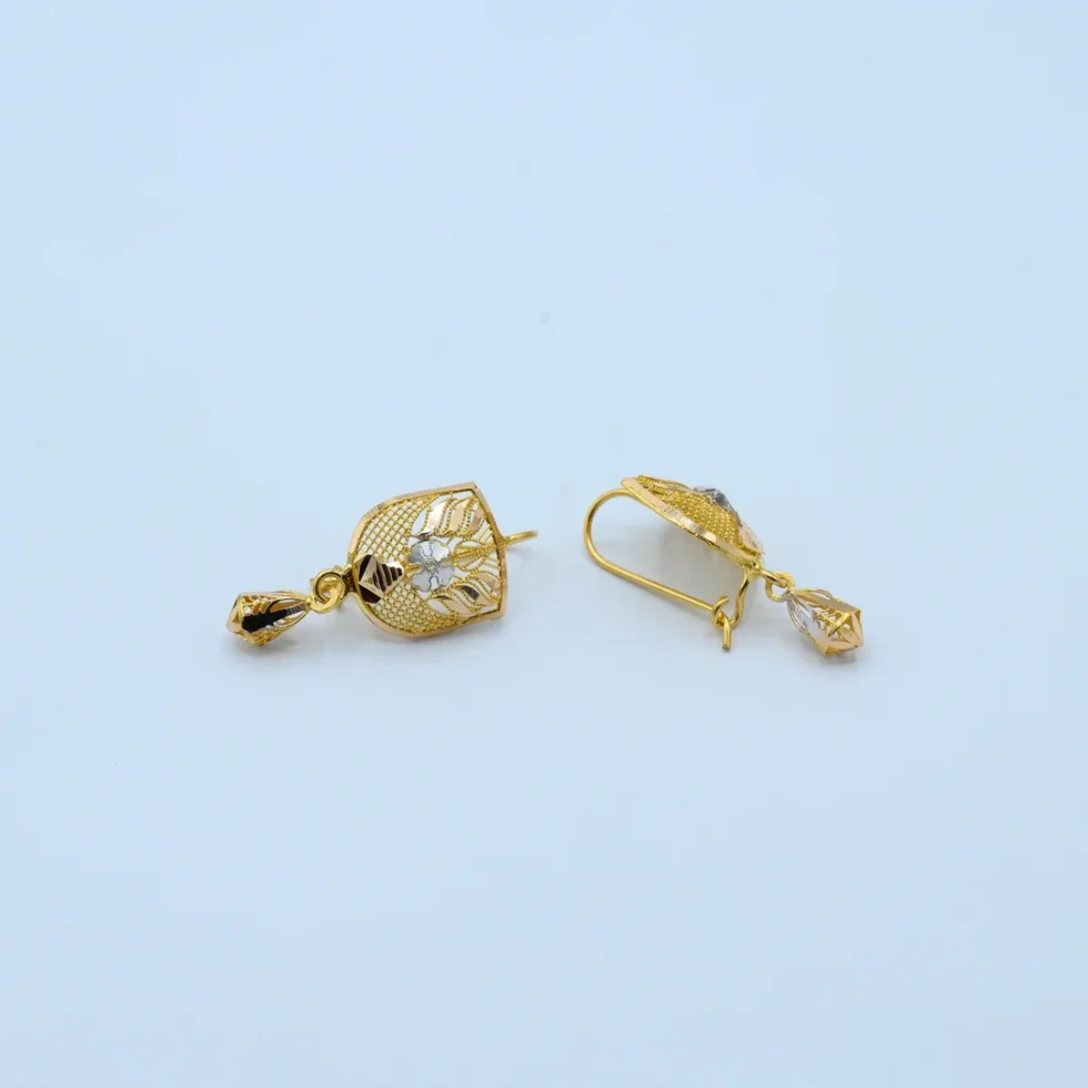 Gold Hexagon Filigree Drop Earrings