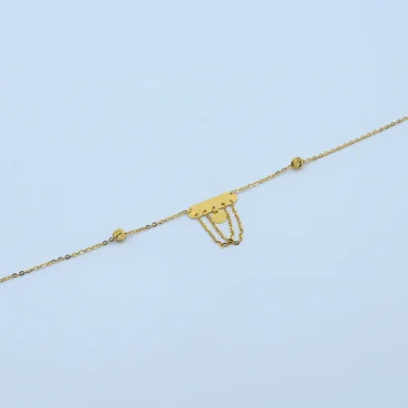 Gold Bar Tassel Drop Chain Bracelet