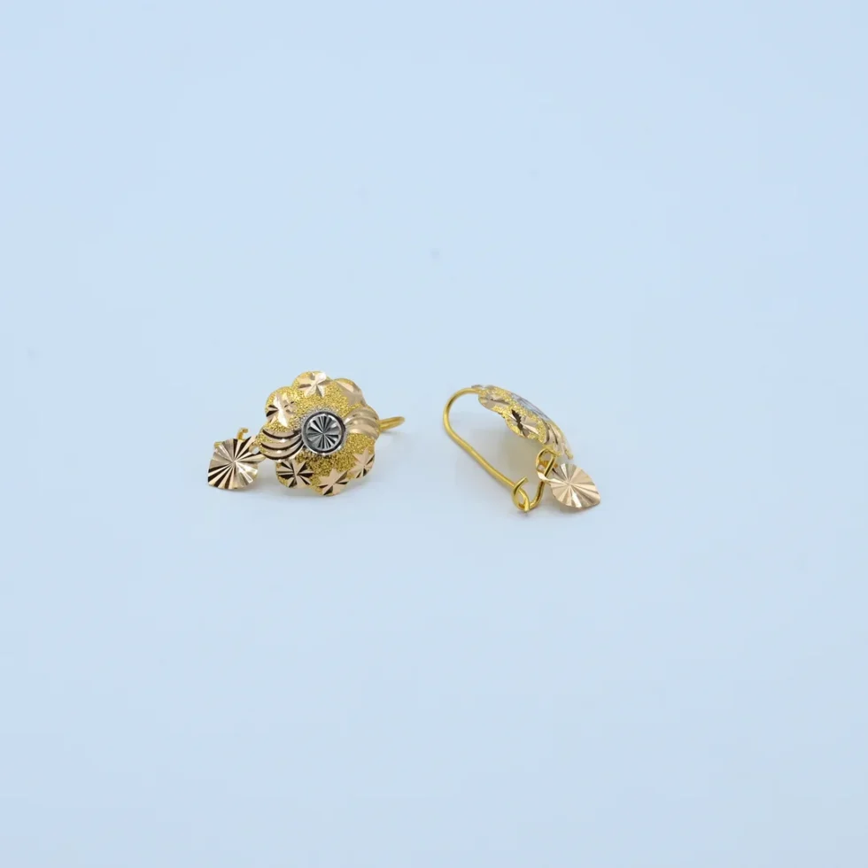 Gold Three-Tone Floral Stud Earrings