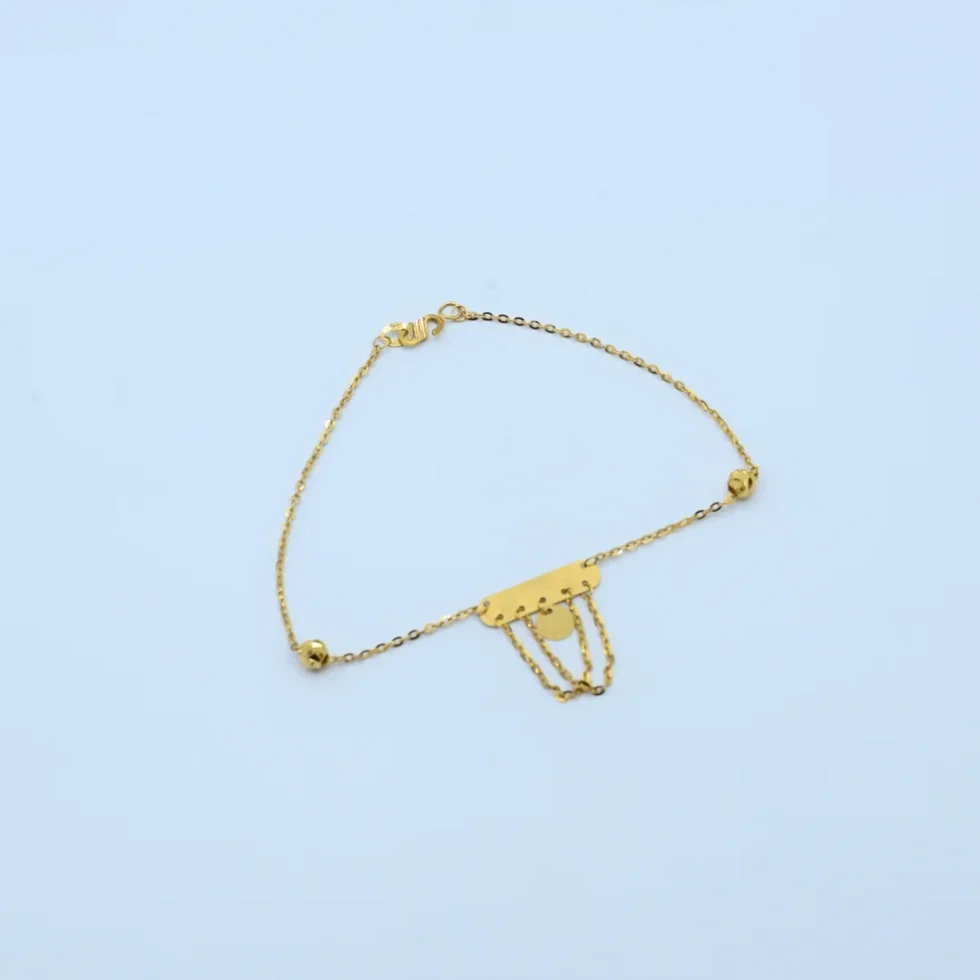 Gold Bar Tassel Drop Chain Bracelet