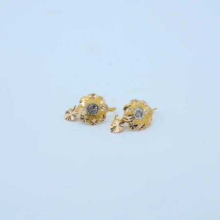 Gold Three-Tone Floral Stud Earrings