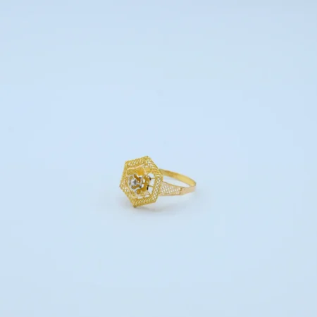 Gold Hexagon Filigree Jali Ring