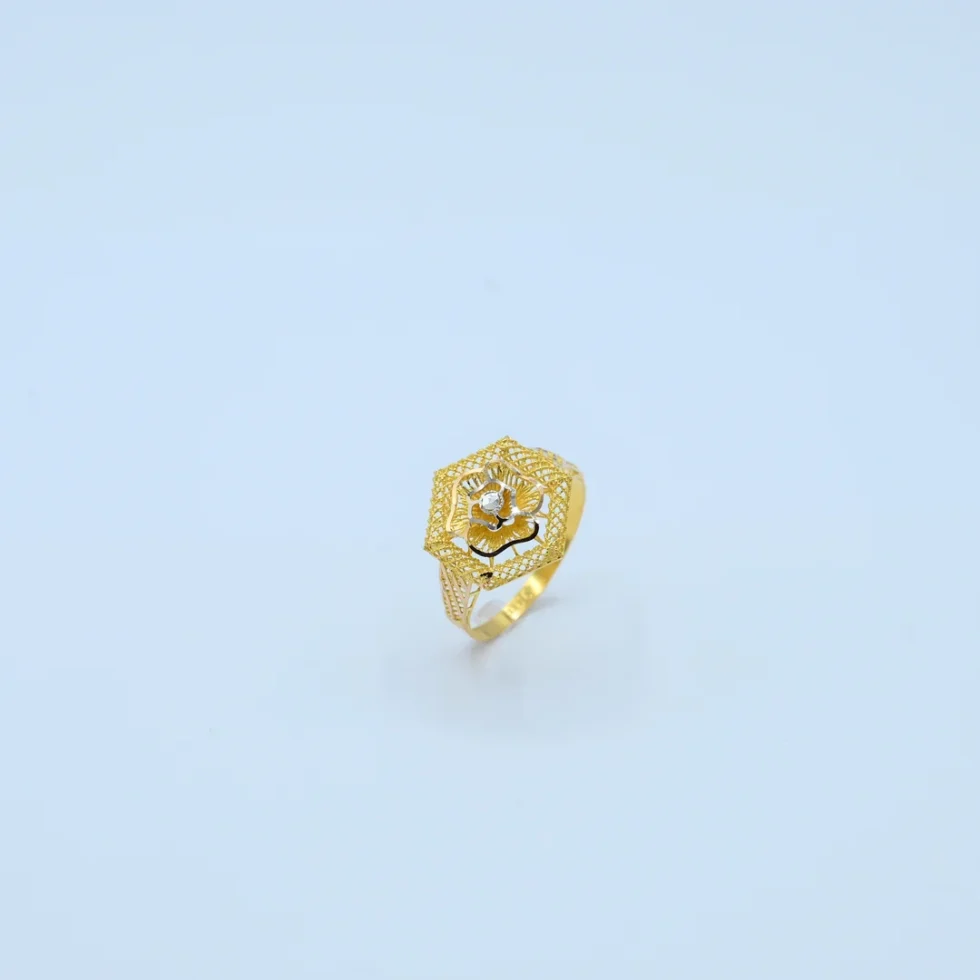 Gold Hexagon Filigree Jali Ring