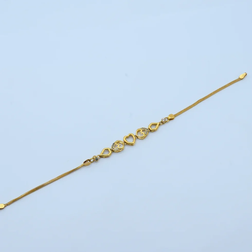 Gold Multi Shape Stone Chain Bracelet