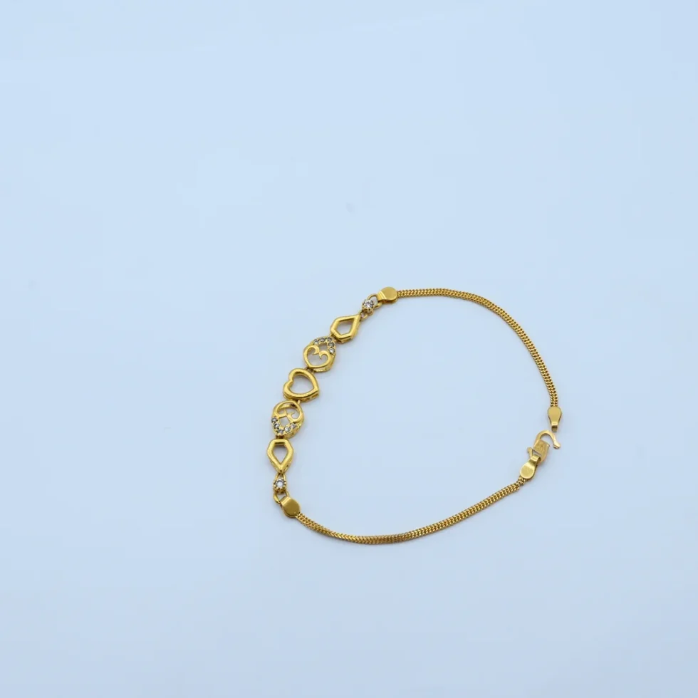 Gold Multi Shape Stone Chain Bracelet