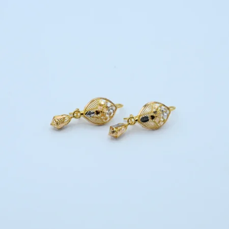 Gold Oval Filigree Jhumka Drop Earrings