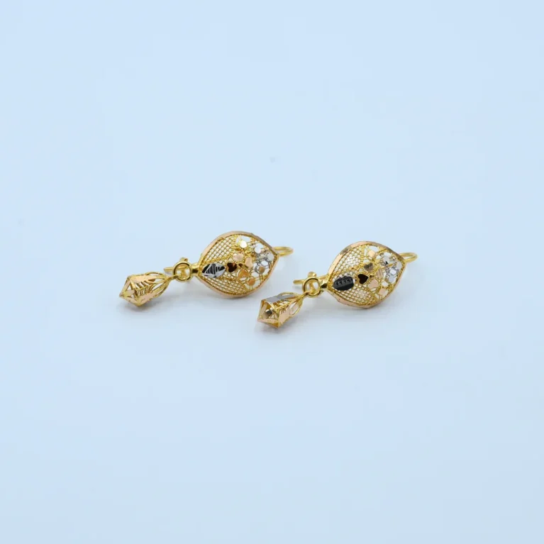 Gold Oval Filigree Jhumka Drop Earrings