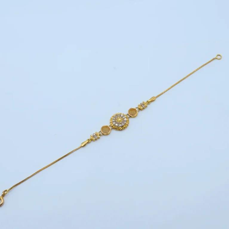 Gold Round Floral Two-Tone Bracelet